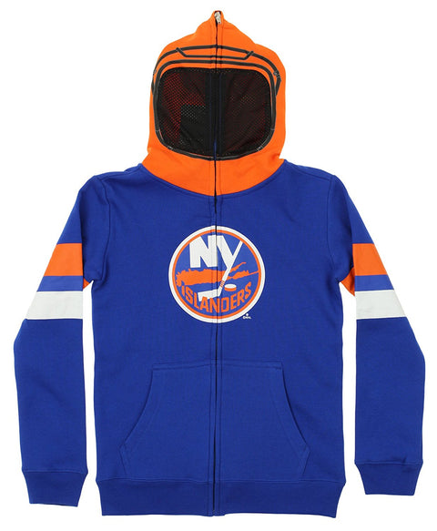 OuterStuff NHL Youth New York Islanders Full-zip Goalie Hoodie, Blue