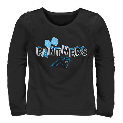 Outerstuff NFL Toddler Carolina Panthers Long Sleeve Bow Graphic T-Shirt