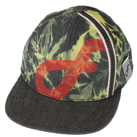 Flat Fitty Selvage Stitch Buckle Back Cap Hat, Denim Green Yellow, OS