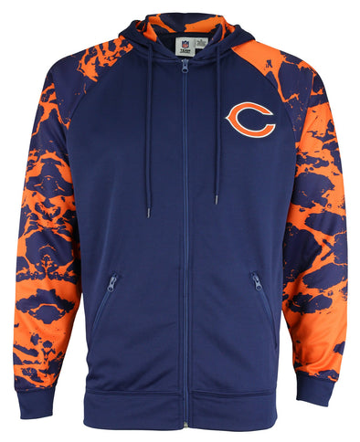 Zubaz NFL Men's Chicago Bears  Full Zip Hoodie with Lava Sleeves