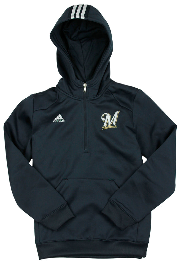 Adidas MLB Youth Milwaukee Brewers Sideline Player Pullover Hoodie - Navy