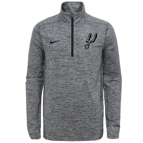 Nike NBA Youth San Antonio Spurs Space Dye Heathered Grey 1/4 Zip Element Pullover