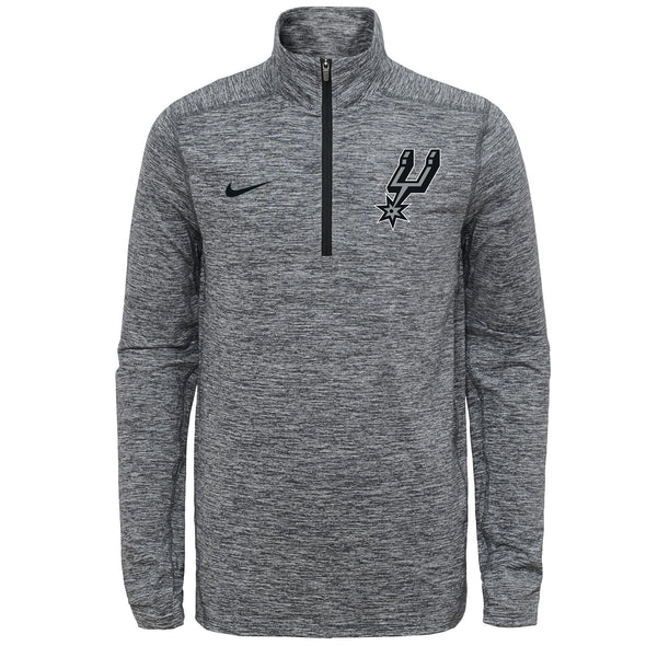 Nike NBA Youth San Antonio Spurs Space Dye Heathered Grey 1/4 Zip Element Pullover