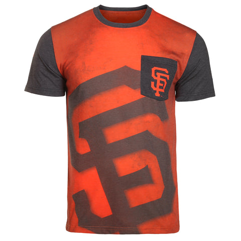 KLEW MLB Men's San Francisco Giants Big Graphics Pocket Logo Tee T-shirt, Orange
