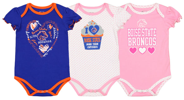 Outerstuff NCAA Infant Girls Boise State Broncos 3 Piece Bodysuit Set