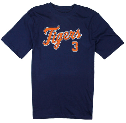 MLB Youth Boys Detroit Tigers Ian Kinsler # 3 Player Shirt - Navy Blue