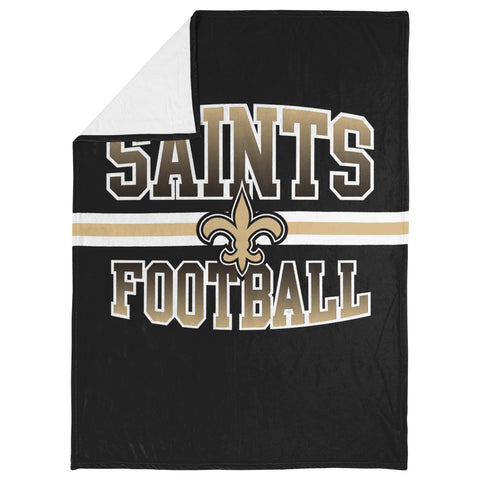 FOCO NFL New Orleans Saints Stripe Micro Raschel Plush Throw Blanket, 45 x 60