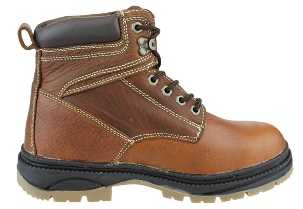 NCAA Men's Iowa State Cyclones Rounded Steel Toe Lace Up Leather Work Boots - Brown