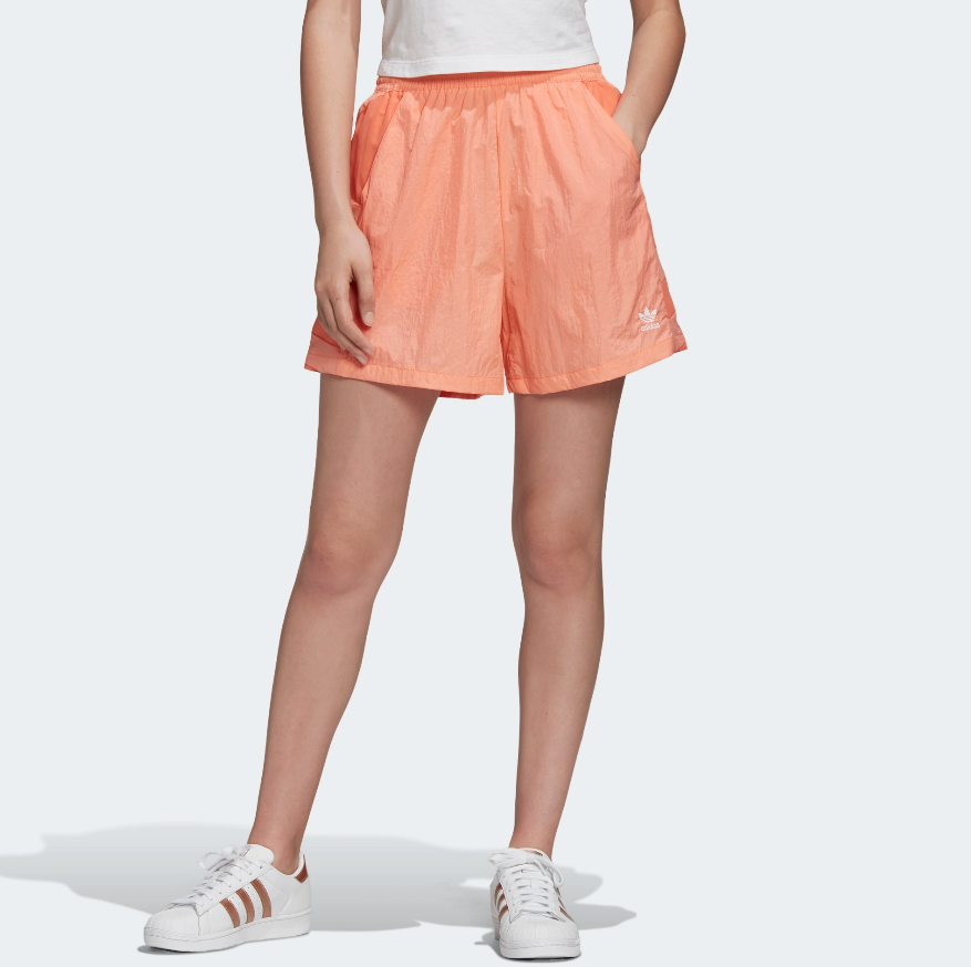 Adidas large online logo shorts womens