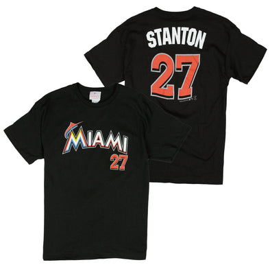 MLB Miami Marlins Youth Boys Giancarlo Stanton #27 Player Tee T-Shirt, Black