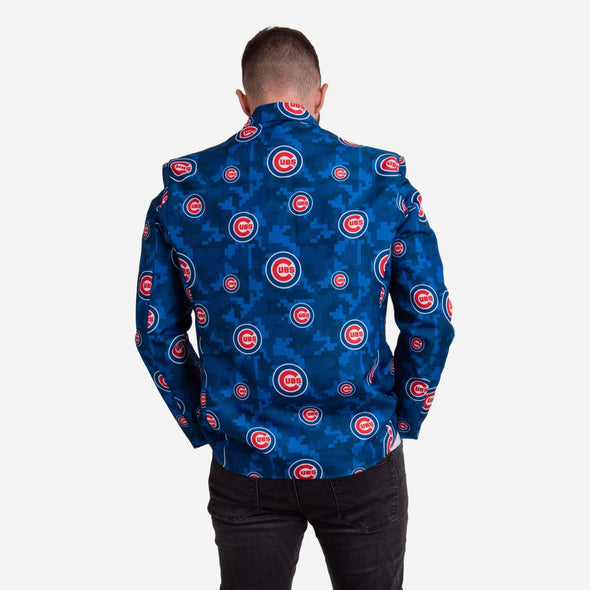 FOCO MLB Men's Chicago Cubs 2019 Repeat Logo Camo Business Jacket