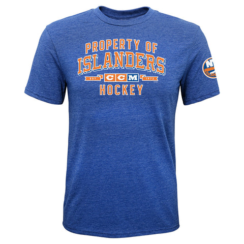 CCM NHL Youth (8-20) New York Islanders Triblend Property Block Short Sleeve T-Shirt