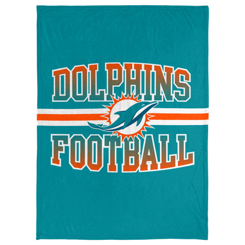 FOCO NFL Miami Dolphins Stripe Micro Raschel Plush Throw Blanket, 45 x 60