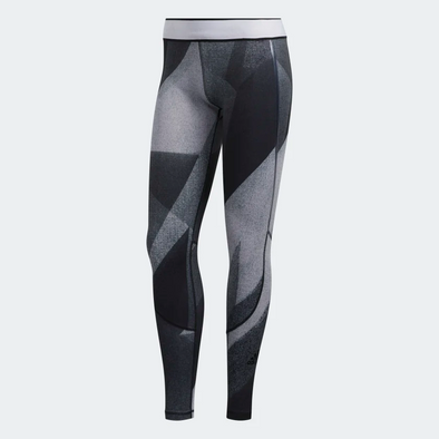 Adidas Women's Alphaskin Graphic Long Tights, Glory Grey / White