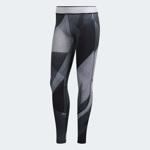 Adidas Women's Alphaskin Graphic Long Tights, Glory Grey / White