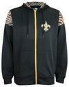 Zubaz New Orleans Saints NFL Men's Full Zip Hoodie with Zebra Print Details