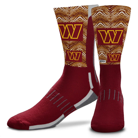Zubaz X FBF NFL Youth Washington Commanders Phenom Curve Crew Socks
