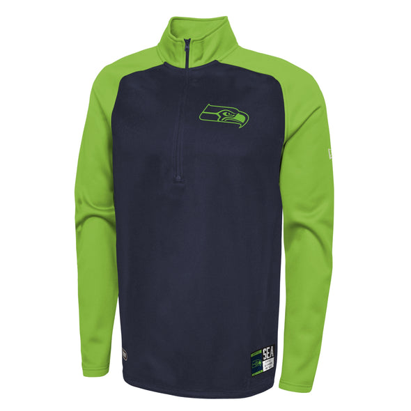 Outerstuff NFL Men's Seattle Seahawks O-Line Performance 1/4 Zip Fleece Top