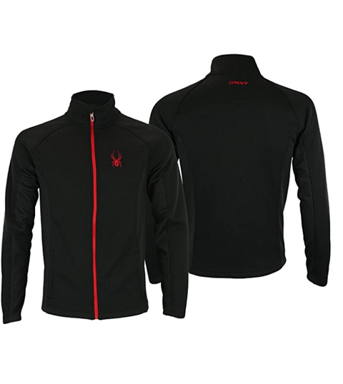 Spyder Men's Constant Full Zip Sweater, Black/Red