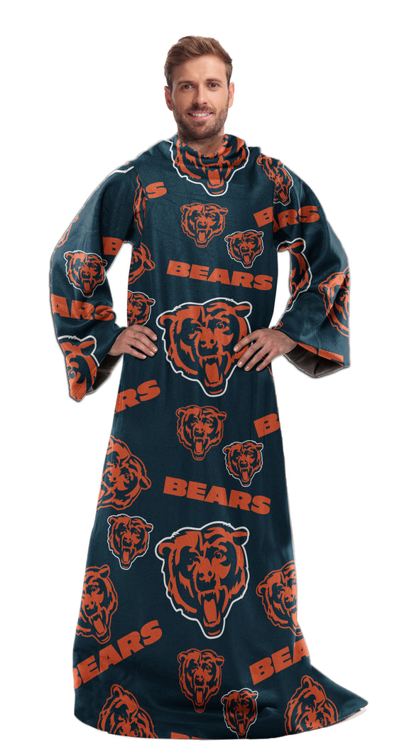 Northwest NFL Chicago Bears Toss Silk Touch Comfy Throw with Sleeves 48" x 71"