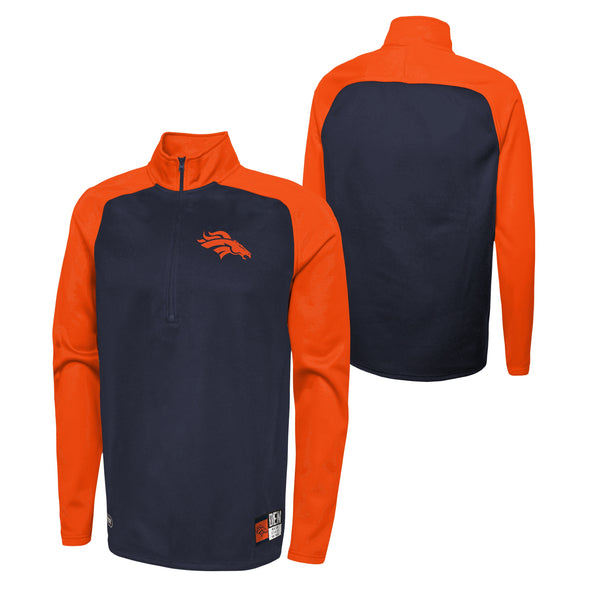 Outerstuff NFL Men's  Denver Broncos Performance 1/4 Zip Pullover Fleece Top, O-Line Size L