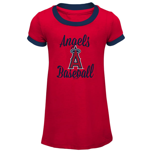 Outerstuff MLB Youth Girls (7-16) Los Angeles Angels Baseline Ringer Tee Dress