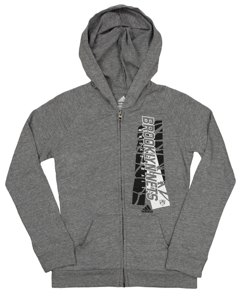 Adidas NBA Youth Girls Brooklyn Nets All Net Tri-Blend Hoodie, Gray