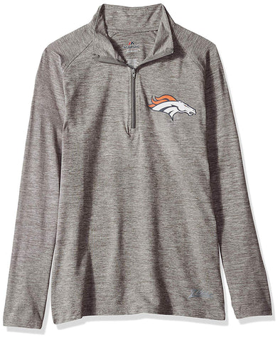 Zubaz NFL Football Women's Denver Broncos Tonal Gray Quarter Zip Sweatshirt