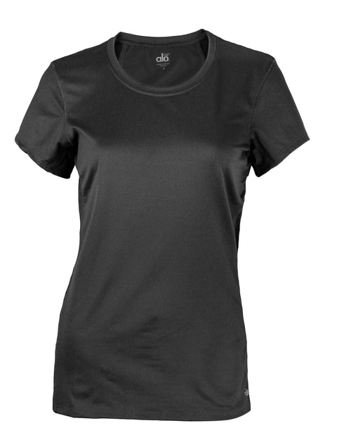 Alo Yoga Women's Mesh Back Short Sleeve Tee Athletic Top Gym Exercise Shirt