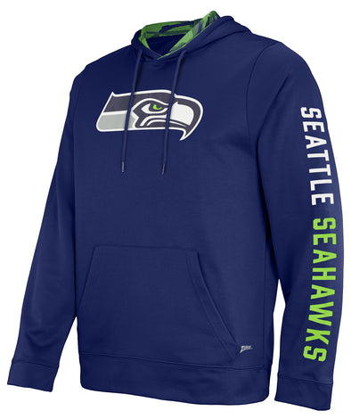 Zubaz NFL Men's Seattle Seahawks Solid Team Hoodie with Camo Lined Hood