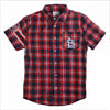 KLEW MLB Men's St. Louis Cardinals Wordmark Flannel Short Sleeve Button-Up Shirt