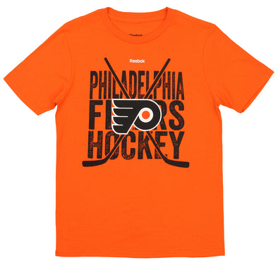 Reebok NHL Youth Philadelphia Flyers Short Sleeve Cross Sticks Tee, Orange