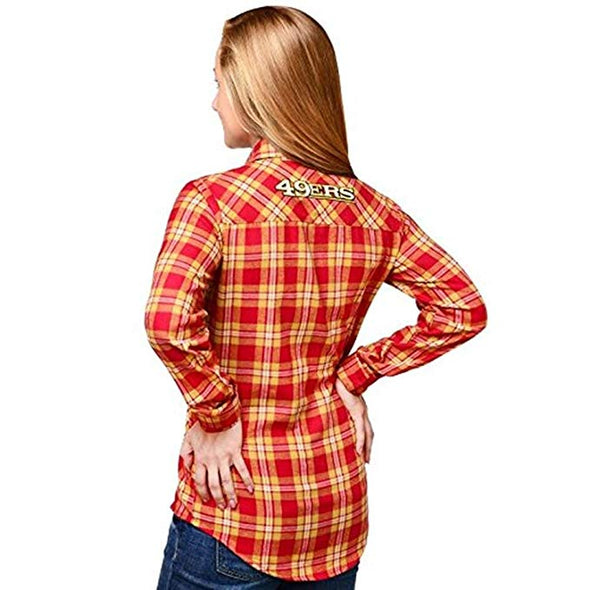 FOCO NFL Women's San Francisco 49ers 2016 Wordmark Basic Flannel Shirt