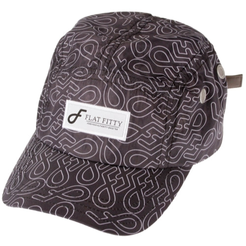 Flat Fitty Pop N Lock Camp Cap Hat, Black Silk, One Size