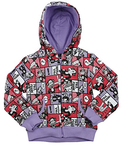 Paul Frank Youth Girl's Julius Comic Strip Zip Up Hooded Sweatshirt Hoodie