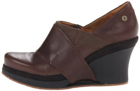 MOZO Women's Divine Leather Platform Wedge Heel Shoes, Brown