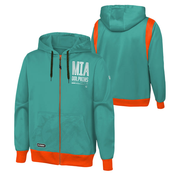 Outerstuff NFL Men's Miami Dolphins Drop Back Performance Fleece Hoodie