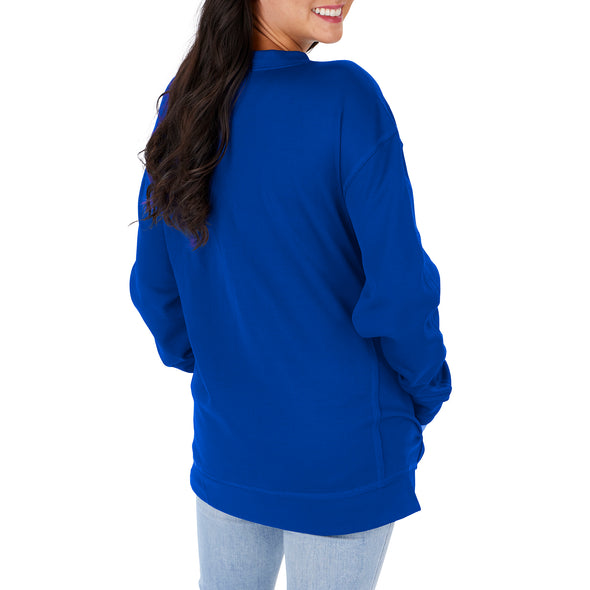 Zubaz NFL Women's Indianapolis Colts Team Color & Slogan Crewneck Sweatshirt