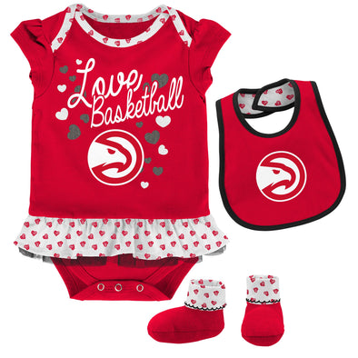 Outerstuff NBA Newborn Atlanta Hawks Little Sweet Creeper/Bib & Bootie Set