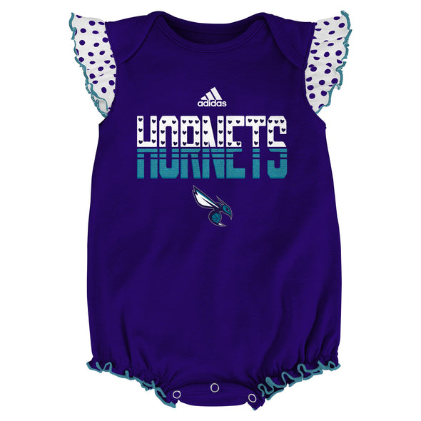 Adidas NBA Infant Girls Charlotte Hornets Polka Fan 2 Pack Creeper Set