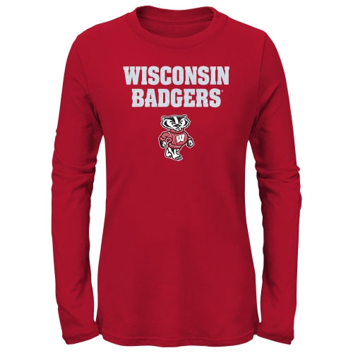 Outerstuff NCAA Youth Girls Wisconsin Badgers Goal Line Long Sleeve Shirt