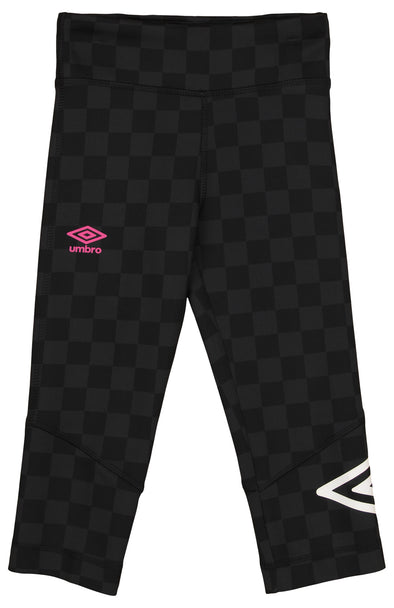 Umbro Girls' Youth (4-14) Checkerboard Diamond Capri Leggings, Black/White