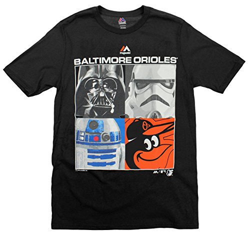 Majestic MLB Youth Baltimore Orioles Star Wars Main Character T-Shirt, Black - Large (14-16)