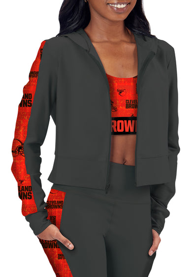 Certo By Northwest NFL Women's Cleveland Browns All Day Cropped Hoodie, Charcoal
