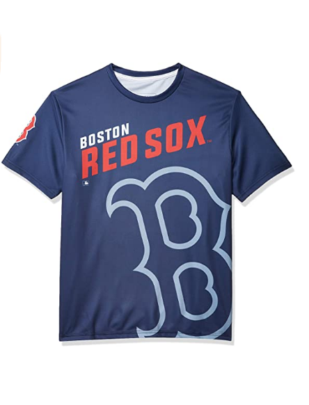 FOCO MLB Women's Boston Red Sox Wordmark Logo Tee Shirt, Blue