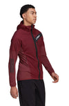 adidas Men's Techrock Flooce Wind Hooded Full Zip Jacket, Shadow Red