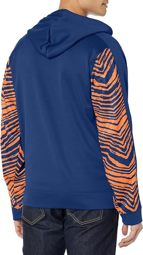Zubaz Men's Denver Broncos Team Color Zebra Accent Full Zip Hoodie