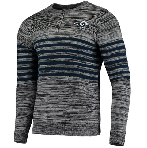 FOCO Men's NFL Los Angeles Rams Marled Knit Henley Long Sleeve Shirt