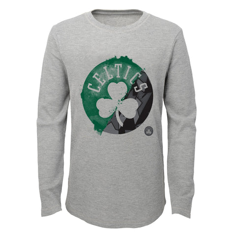 Outerstuff NBA Youth (8-20) Boston Celtics Black Out Waffle Knit Thermal Tee Shirt