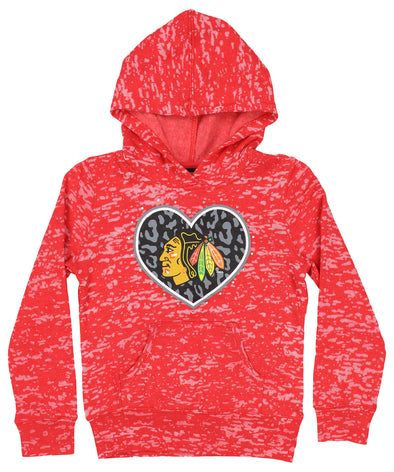 Outerstuff Chicago Blackhawks NHL Girls Youth (4-16) Heart Hoodie, Red